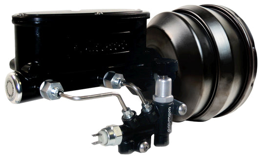 POWER BRAKE BOOSTER,BLACK,& WILWOOD BLACK MASTER CYLINDER,VALVE,JEEP CJ5,CJ7