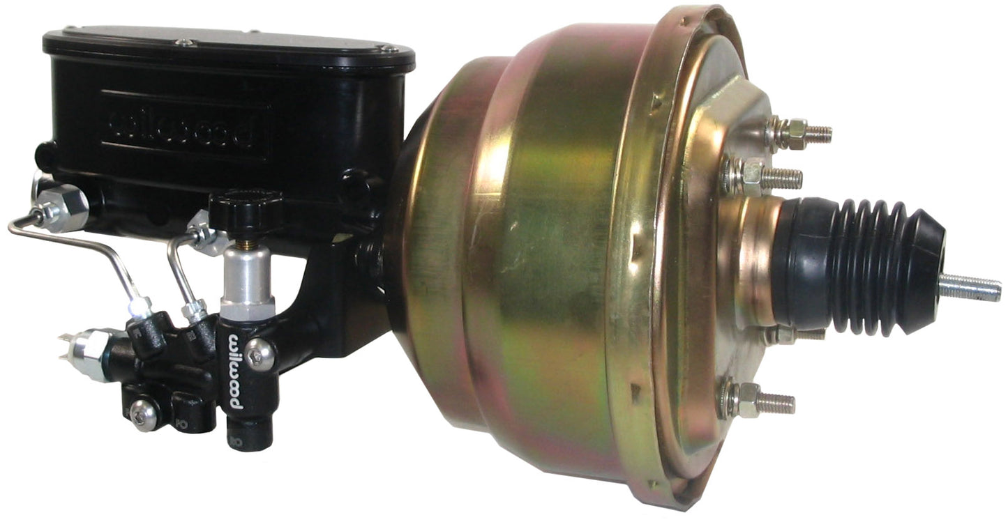 POWER BRAKE BOOSTER & WILWOOD BLACK MASTER CYLINDER,PROP VALVE,66-77 FORD BRONCO