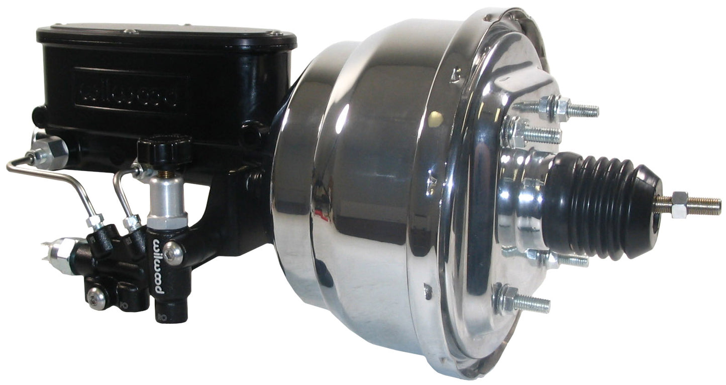POWER BRAKE BOOSTER,CHROME,& WILWOOD BLACK MASTER CYLINDER,66-73 FORD,TORINO