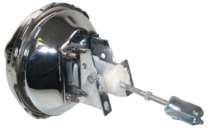 POWER BRAKE BOOSTER,POLISH ALUM MASTER CYLINDER,BOTTOM PROP VALVE,1 1/8",64-66 G