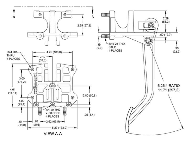 DUAL BRAKE PEDAL,REVERSE MOUNT,LONG