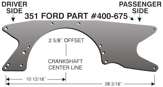 MOTOR PLATE,ALUM,351 FORD,2 5/8" OFFSET