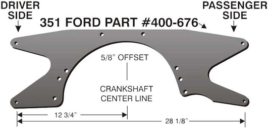 MOTOR PLATE,ALUM,351 FORD,5/8" OFFSET