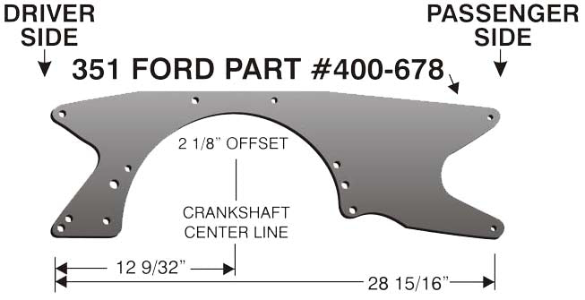 MOTOR PLATE,ALUM,351 FORD,2 1/8" OFFSET
