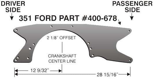 MOTOR PLATE,ALUM,351 FORD,2 1/8" OFFSET