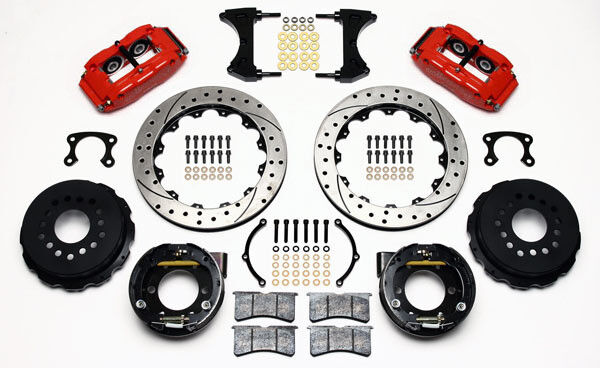 COILOVER & 4-LINK SYSTEM,CURRIE REAR END,WILWOOD 13" DRILLED BRAKES,RED,67-70