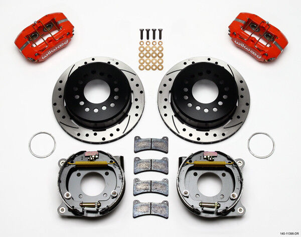 COILOVER & 4-LINK SYSTEM,WILWOOD 11" DRILLED BRAKES,RED CALIPERS,68-74 NOVA