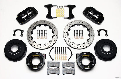 COILOVER & 4-LINK SYSTEM,ARMS,WILWOOD 13" DRILLED BRAKES,BLACK CALIPERS,64-66