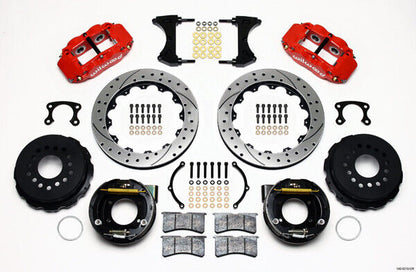 COILOVER & 4-LINK SYSTEM,CURRIE REAR END,WILWOOD 13" DRILLED BRAKES,RED,64-66