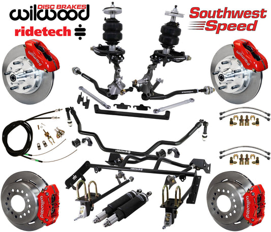AIR RIDE & 4-LINK SYSTEM,ARMS,WILWOOD 11" BRAKES,RED CALIPERS,64-66 MUSTANG