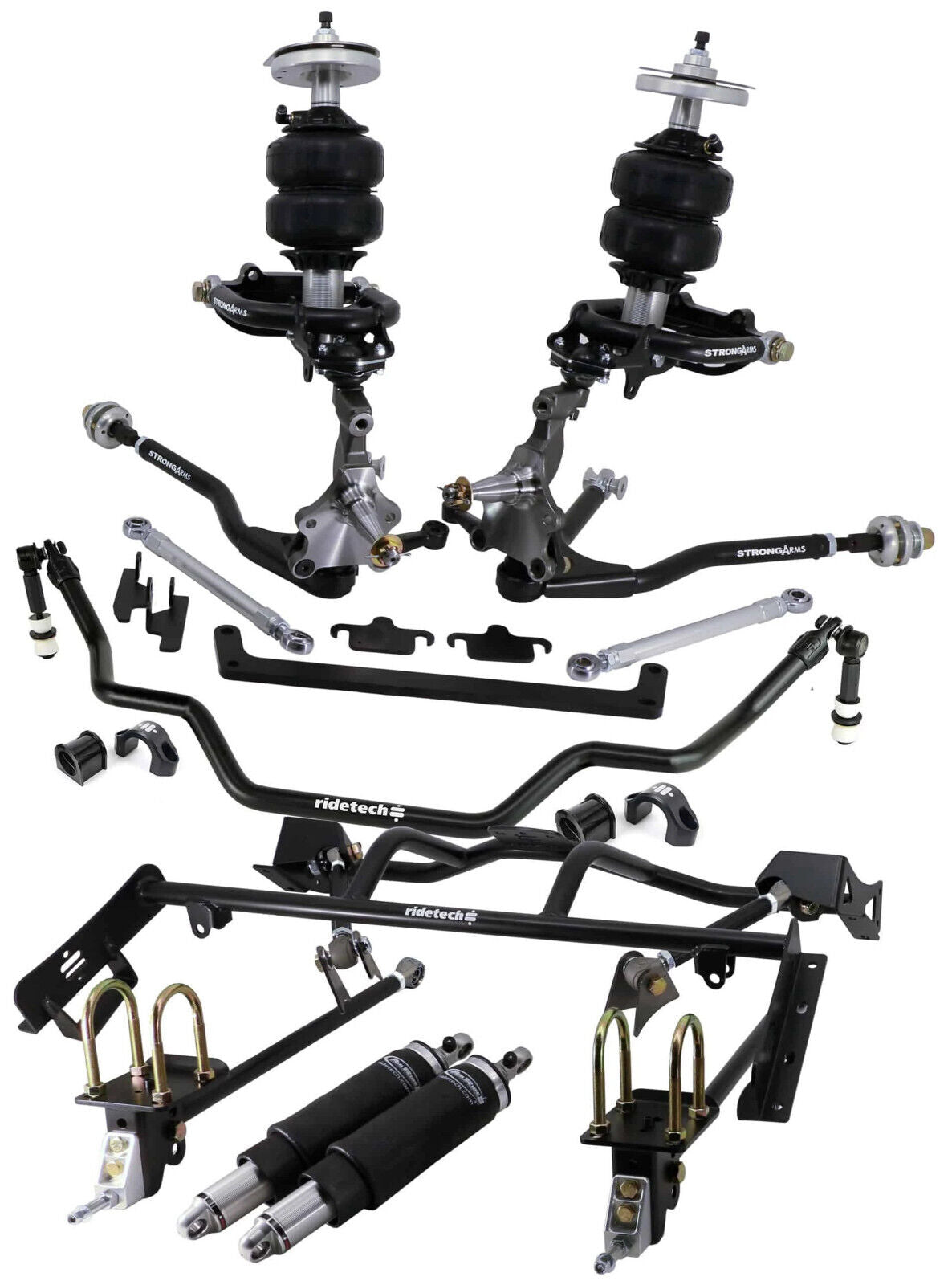 AIR RIDE & 4-LINK SYSTEM,CURRIE REAR END,WILWOOD 13"/12" DRILLED,RED,64-66 FORD