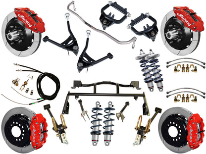 COILOVER & 4-LINK SYSTEM,ARMS,WILWOOD 13" BRAKES,RED CALIPERS,67-70 COUGAR