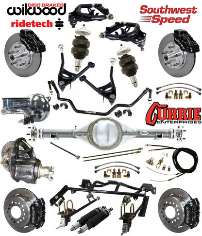 AIR RIDE & 4-LINK SYSTEM,CURRIE REAR END,WILWOOD 11" BRAKES,BLACK,67-70 COUGAR