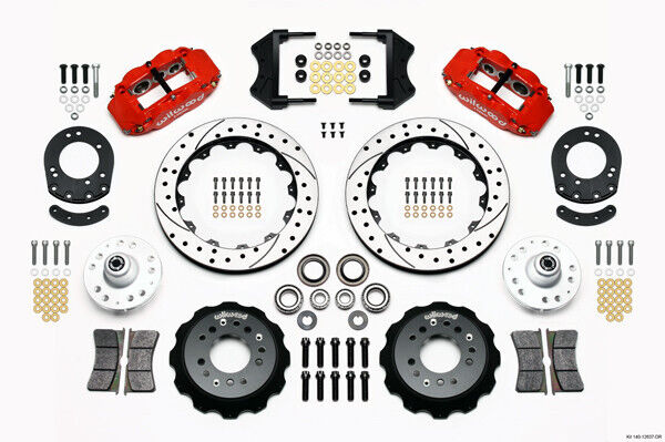 AIR RIDE & 4-LINK SYSTEM,CURRIE REAR END,WILWOOD 13"/12" DRILLED,RED,67-70 COUG
