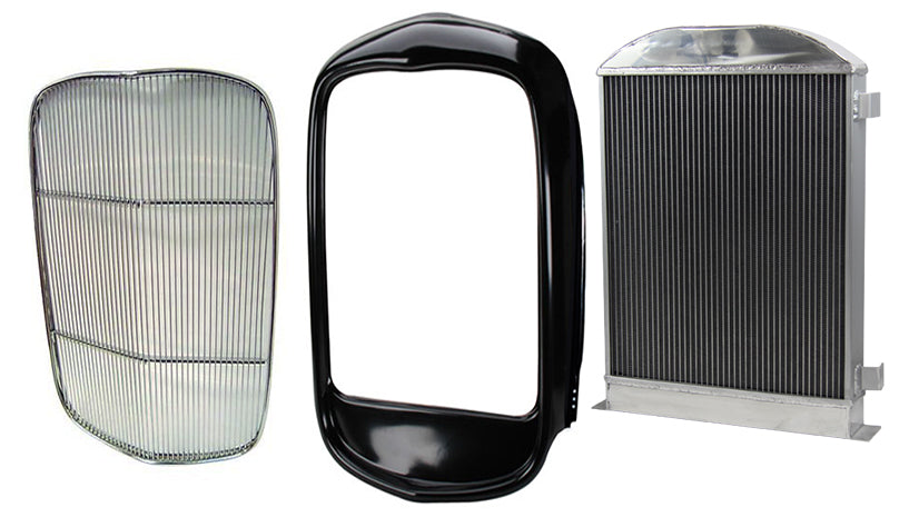First.Racing 3-Row Aluminum Radiator For 1932 Ford Hot Rod W/ Chevy 350 SBC - 17'' High