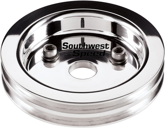 CRANK PULLEY,SBC,SWP,POL ALUM,2 V