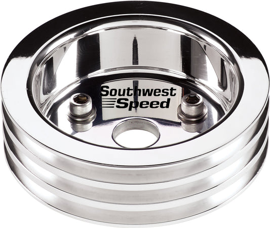 CRANK PULLEY,SBC,SWP,POL ALUM,3 V