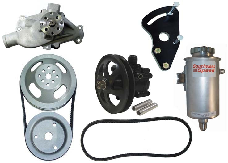 FRONT ENGINE KIT,V-BELT PULLEYS,BLOCK MOUNT POWER STEERING PUMP,21% REDUCTION