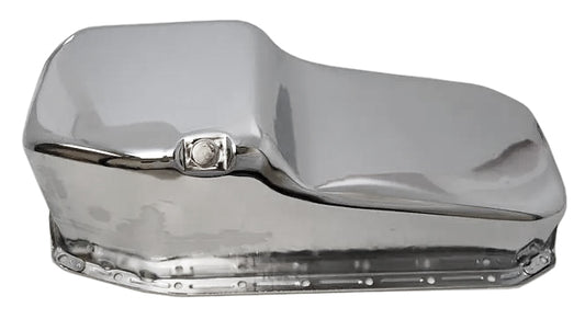 OIL PAN,SBC,80-85,RH DIPSTICK,CHROME