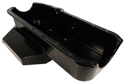 OIL PAN,SBC 57-79,8 QT,CIRCLE TRACK,7" DEEP,LEFT-HAND DIPSTICK,BLACK