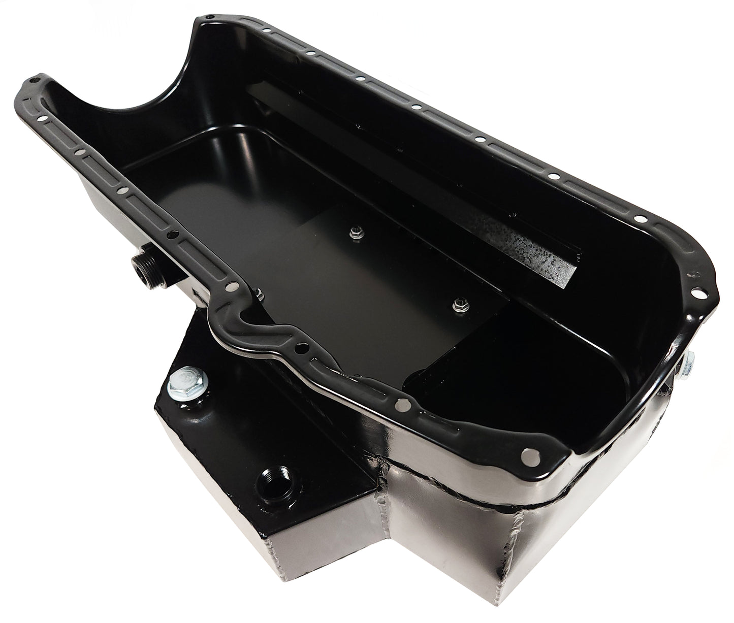 OIL PAN,SBC 57-79,8 QT,CIRCLE TRACK,7" DEEP,LEFT-HAND DIPSTICK,BLACK