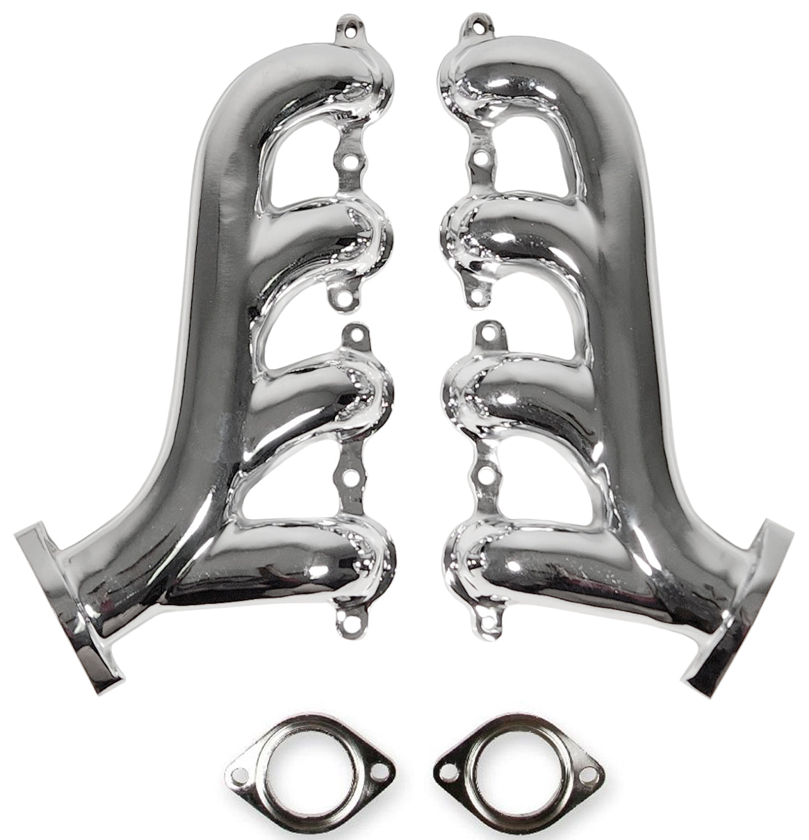 EXHAUST MANIFOLDS,LS SWAP,2 1/4 OUTLET,CHROME