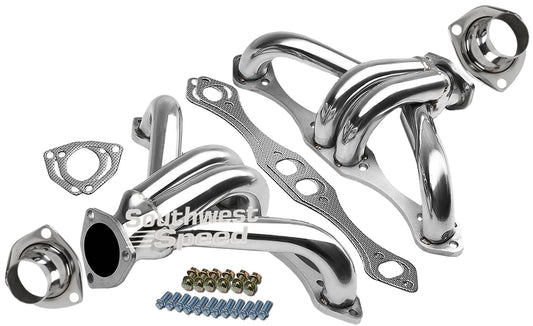 HEADER,SBC,1 5/8" TIGHT,BLOCK HUGGER,STRAIGHT PLUG,2 1/2",CERAMIC HOT COATED