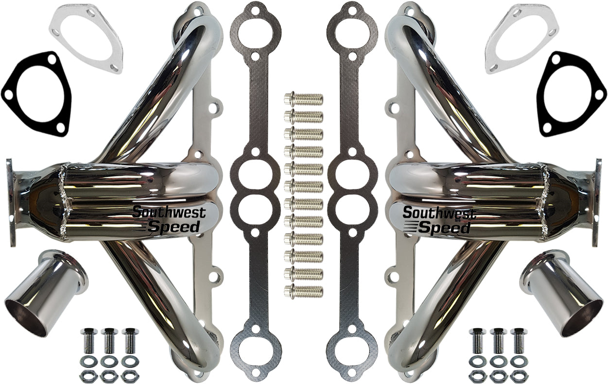 HEADER,SBC,1 5/8",63-82 CORVETTE,58-66 IMPALA,BLOCK HUGGER,2 1/2",CERAMIC COATED