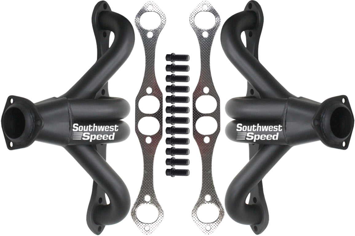 HEADER,SBC,1 5/8" TIGHT,BLOCK HUGGER,LT-4,ZZ-4,CRATE,2 1/2",BLACK