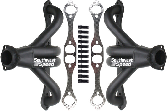 HEADER,SBC,1 5/8" TIGHT,BLOCK HUGGER,LT-4,ZZ-4,CRATE,2 1/2",BLACK