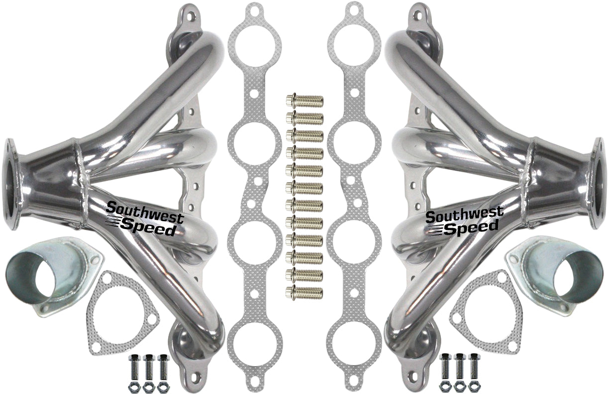 HEADER,LS1,LS6 SWAP,1 5/8" TIGHT,BLOCK HUGGER,2 1/2",POLISHED STAINLESS STEEL