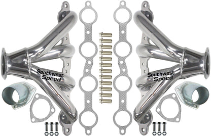 HEADER,LS1,LS6 SWAP,1 5/8" TIGHT,BLOCK HUGGER,2 1/2",POLISHED STAINLESS STEEL