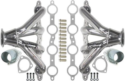 HEADER,LS1,LS6 SWAP,1 5/8" TIGHT,BLOCK HUGGER,2 1/2",POLISHED STAINLESS STEEL