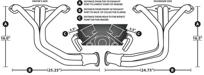 HEADER,SBC,1 1/2",28-48 FORD CHASSIS,3",BLACK