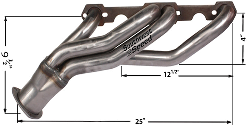 HEADER,SBC,1 5/8",CLIPSTER,67-81 CAMARO,64-88 EL CAMINO,3",CHROME PLATED