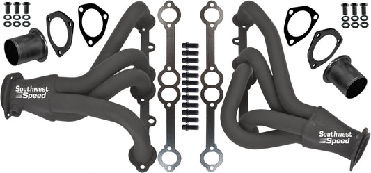 HEADER,SBC,1 1/2",78-87 GM F-,G-BODY,SHORT,2 1/2",BLACK