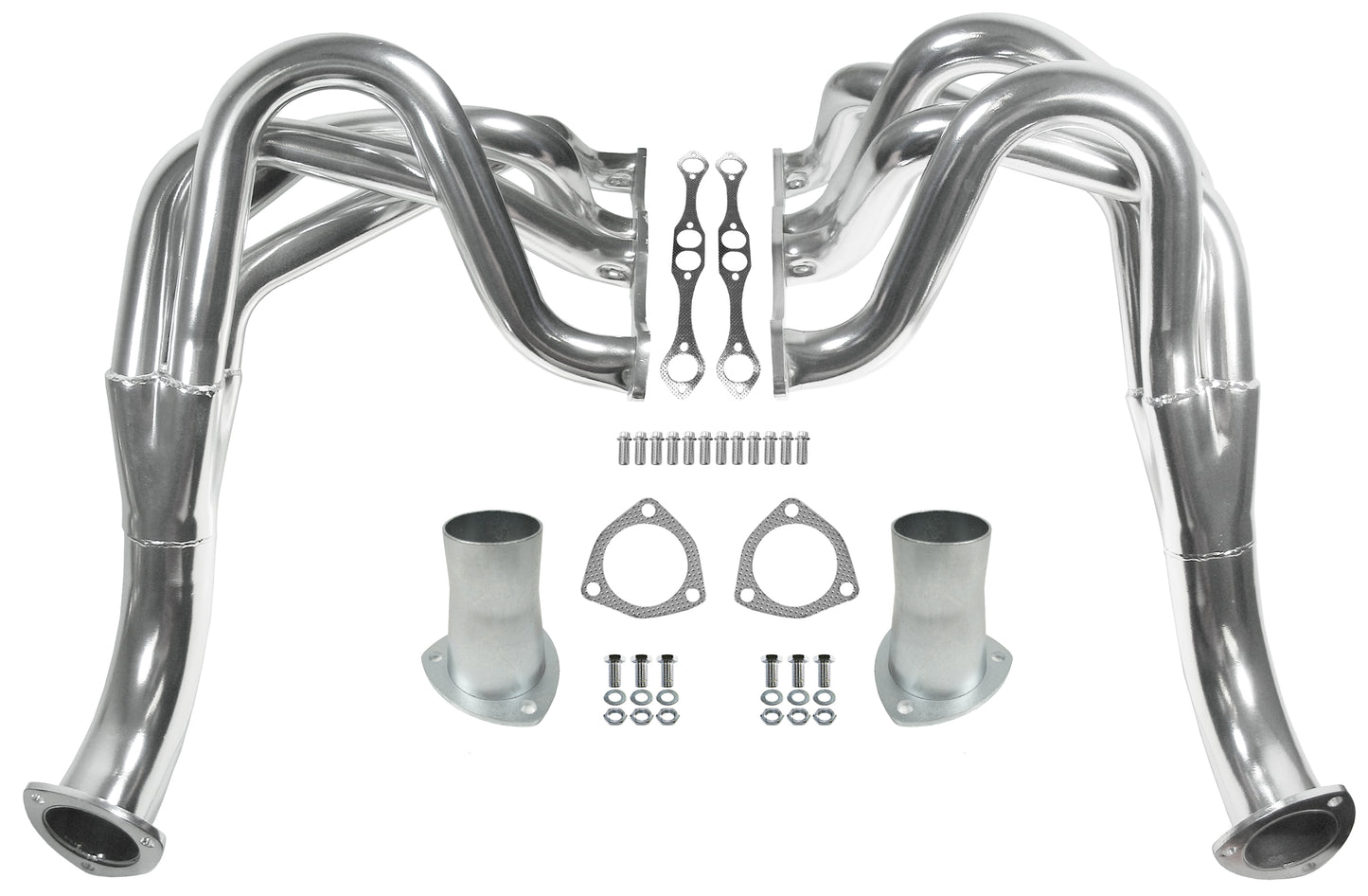 HEADER,SBC,1 3/4",62-67 CHEVY II,NOVA,FENDERWELL,3",POLISHED STAINLESS STEEL