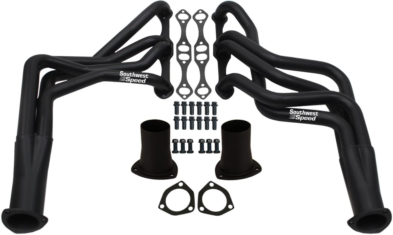 HEADER,SBC,1 5/8",64-89 GM CAR,LONG TUBE,3",BLACK