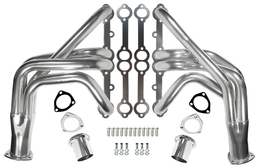 HEADER,SBC,1 5/8",63-82 CORVETTE,LONG TUBE,3",POLISHED STAINLESS STEEL