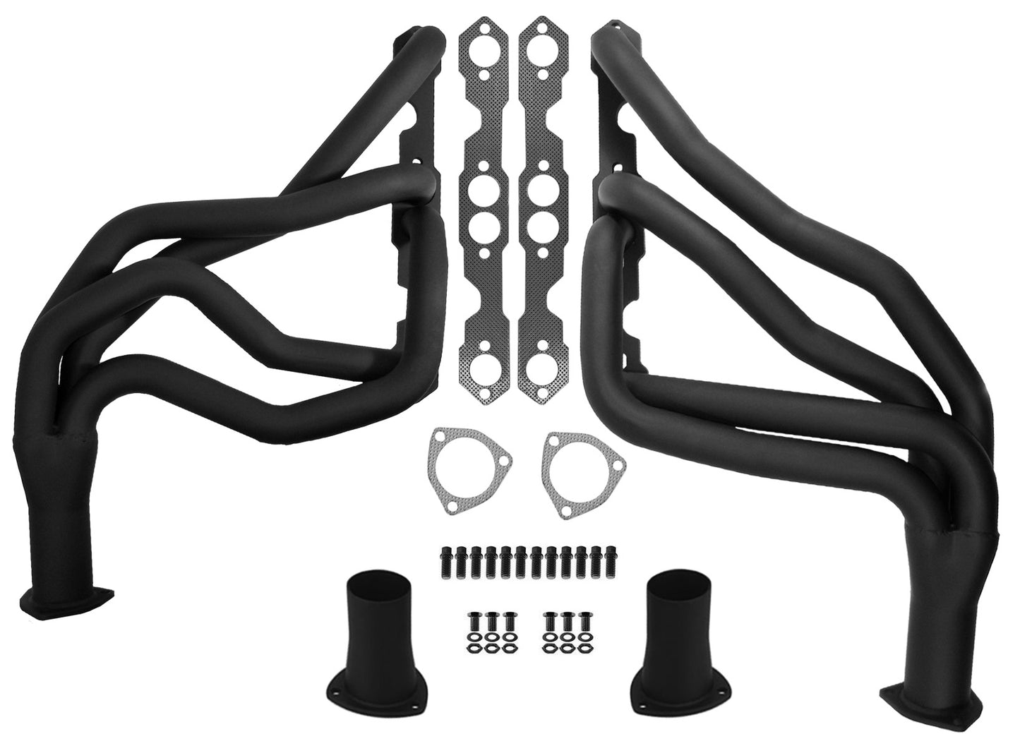 HEADER,SBC,1 5/8",67-87 GM 4WD TRUCKS,SUV,LONG TUBE,2 1/2",BLACK