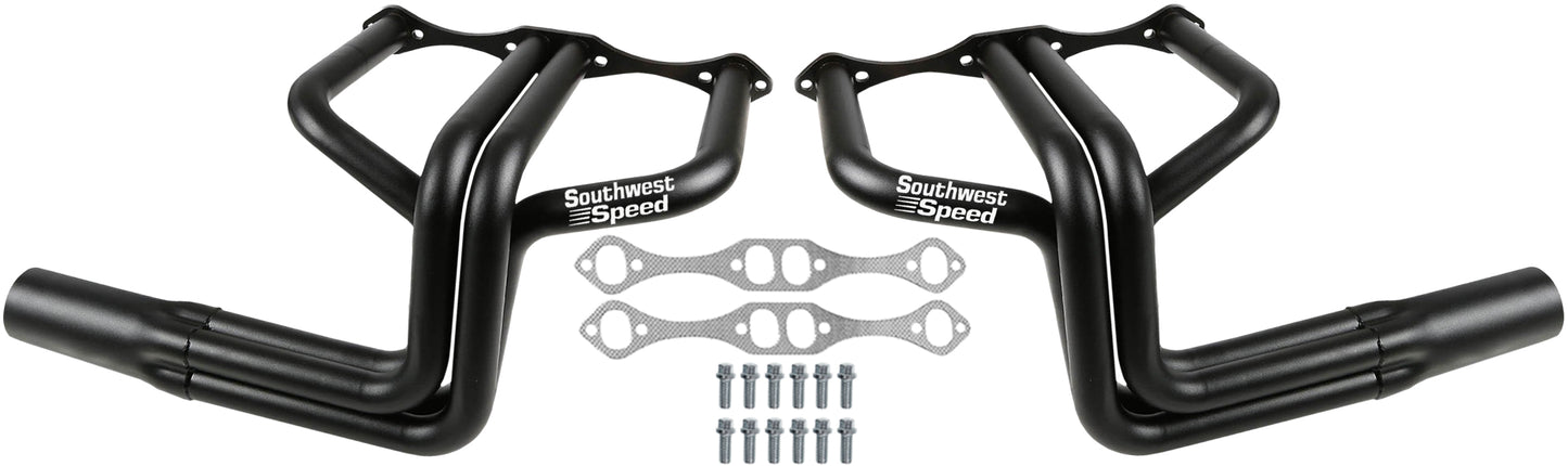 HEADER,SBC,1 5/8",1932 FORD HI-BOY,3 1/2",BLACK