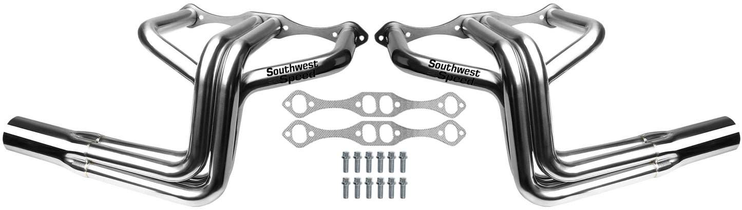 HEADER,SBC,1 5/8",1932 FORD HI-BOY,3 1/2",POLISHED STAINLESS STEEL