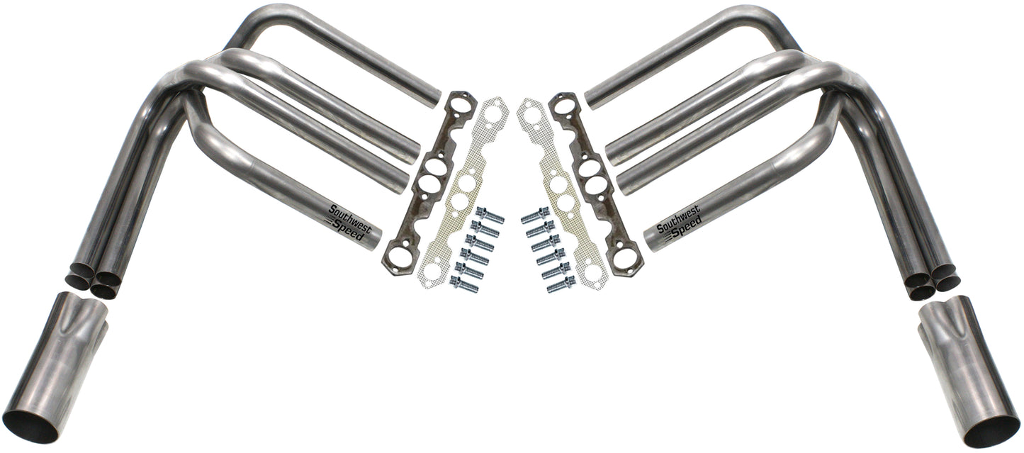 HEADER KIT,SBC,1 5/8",SPRINT ROADSTER STYLE,3" COLLECTORS
