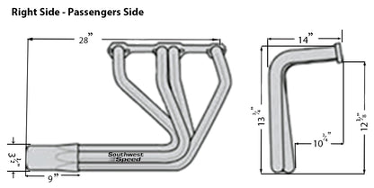 HEADER,SBC,1 5/8",T-BUCKET,FENDERLESS ROADSTER,3 1/2",BLACK