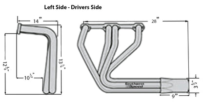HEADER,SBC,1 5/8",T-BUCKET,FENDERLESS ROADSTER,3 1/2",CERAMIC HOT COATED