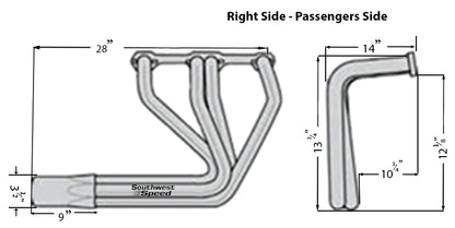 HEADER KIT,SBC,1 5/8",SPRINT ROADSTER STYLE,3" COLLECTORS