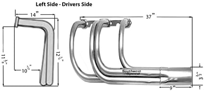 HEADER,SBC,1 5/8",CLASSIC T-BUCKET,3 1/2",CERAMIC HOT COATED