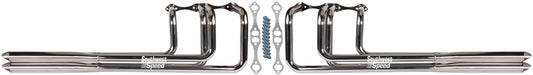 HEADER,SBC,1 1/2",DOUBLE BARREL SHOTGUN,2 1/2",POLISHED STAINLESS STEEL