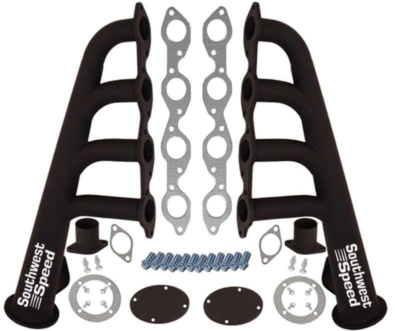 HEADER,BBC,1 7/8",LAKE STYLE,2 1/2",4" COLLECTORS,BLACK