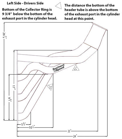 HEADER,BBC,2",55-57 CHEVY,FENDERWELL,3 1/2",POLISHED STAINLESS STEEL